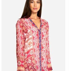 Johnny Was Trim V-Neck Blouse Tunic Size Medium